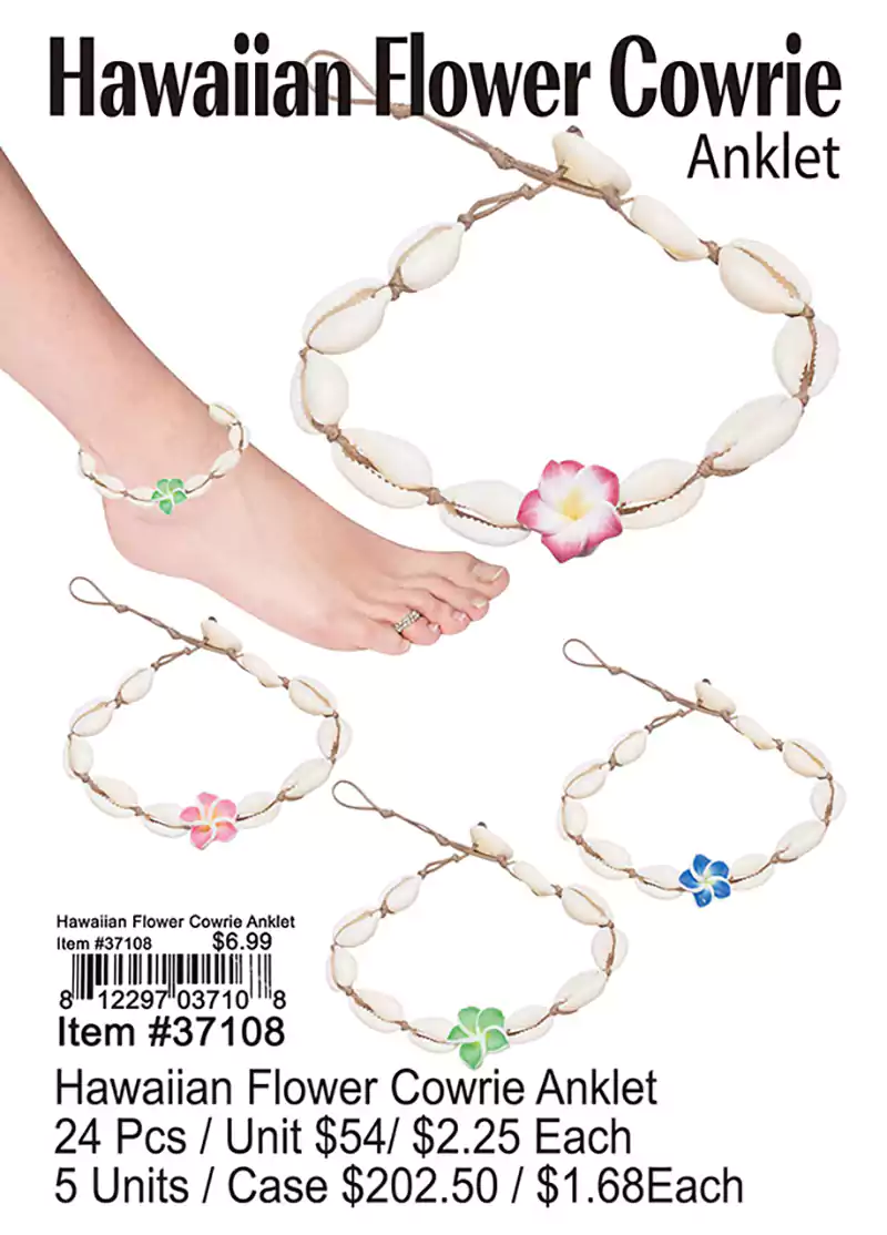 Hawaiian Flower Cowrie Anklet